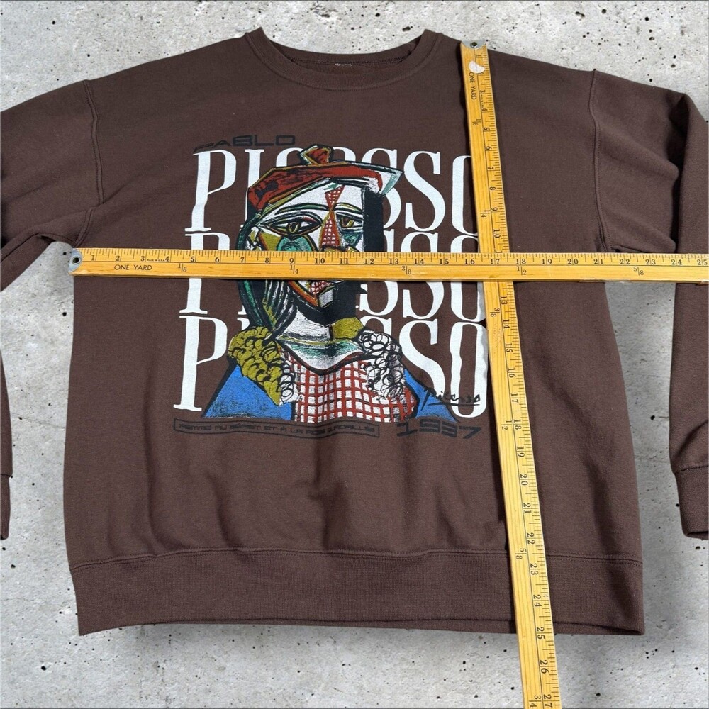 Pablo Picasso Art Sweatshirt Brown Bowery Supply Co Femme Au Beret Medium M Tee - Picture 10 of 10